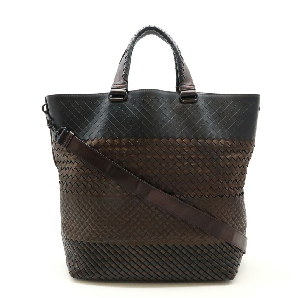 BOTTEGA VENETA Intreccio Imperatore Tote Bag Shoulder Leather Black